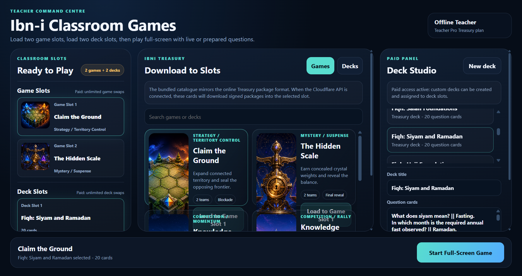 Ibn-i Classroom Games launcher screenshot